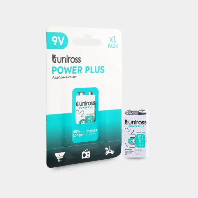 Uniross Power Plus Pile alcaline 9V 6LR61 x1 anti-fuite