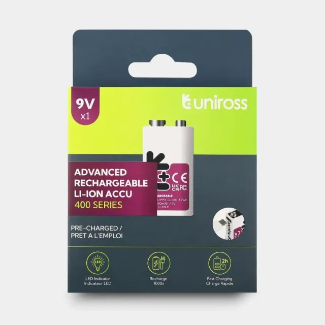 Uniross E-Block pile 9V rechargeable USB-C lot 1