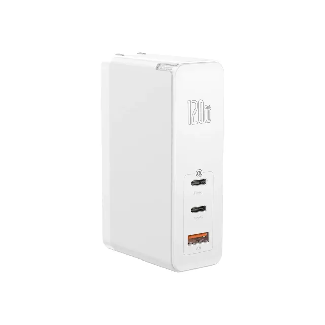 Baseus GaN2 Pro chargeur rapide 3 ports USB-C 120 W blanc