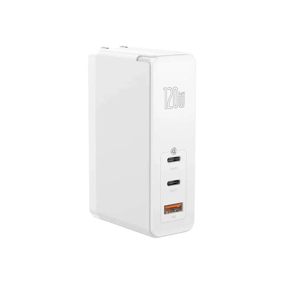 Baseus GaN2 Pro chargeur rapide 3 ports USB-C 120 W blanc