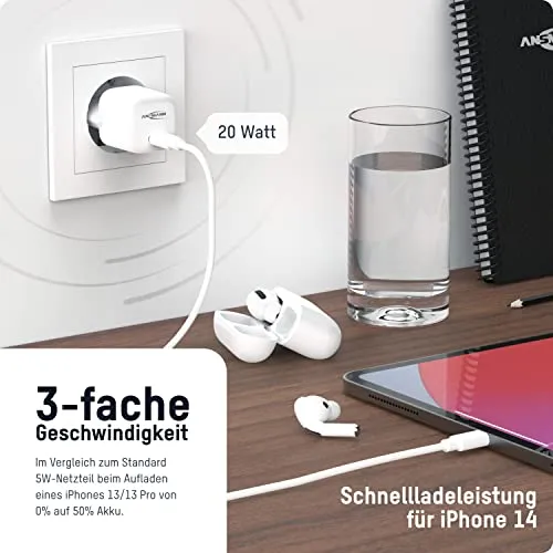 ANSMANN Home Charger HC120PD-mini chargeur USB-C 20 W blanc compact