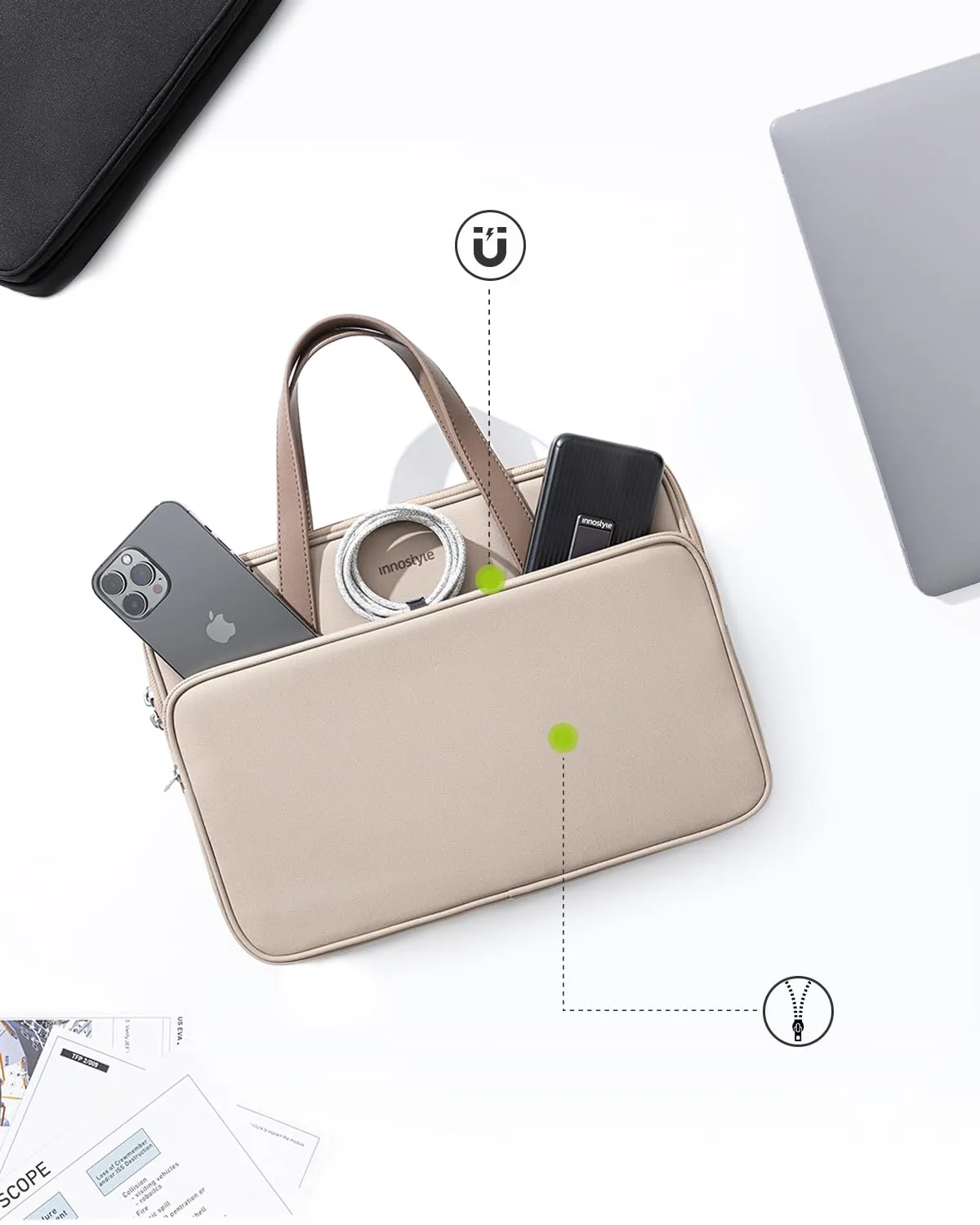 Innostyle OmniProtect Pro sacoche ordinateur 14 pouces beige imperméable