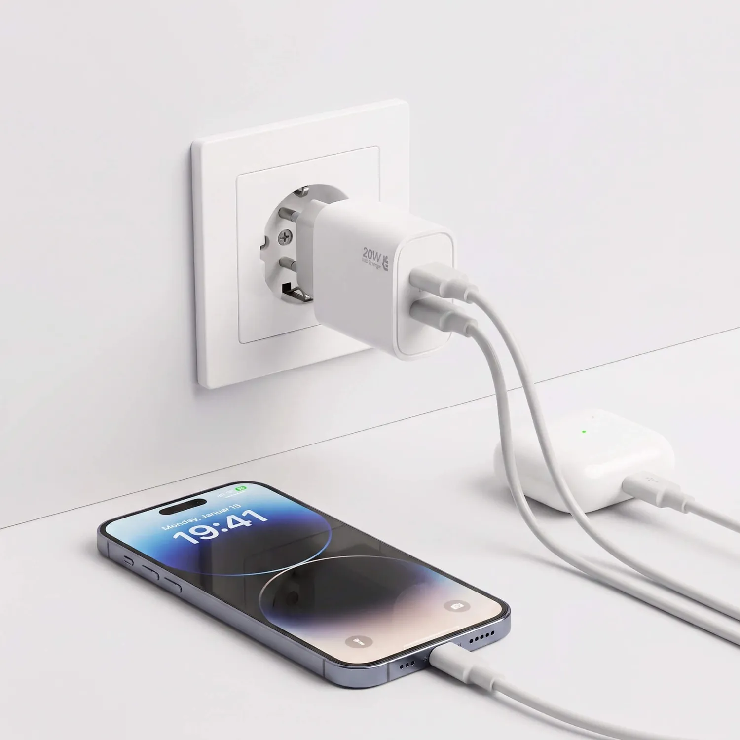 Uniross 20W chargeur mural rapide double port + câble