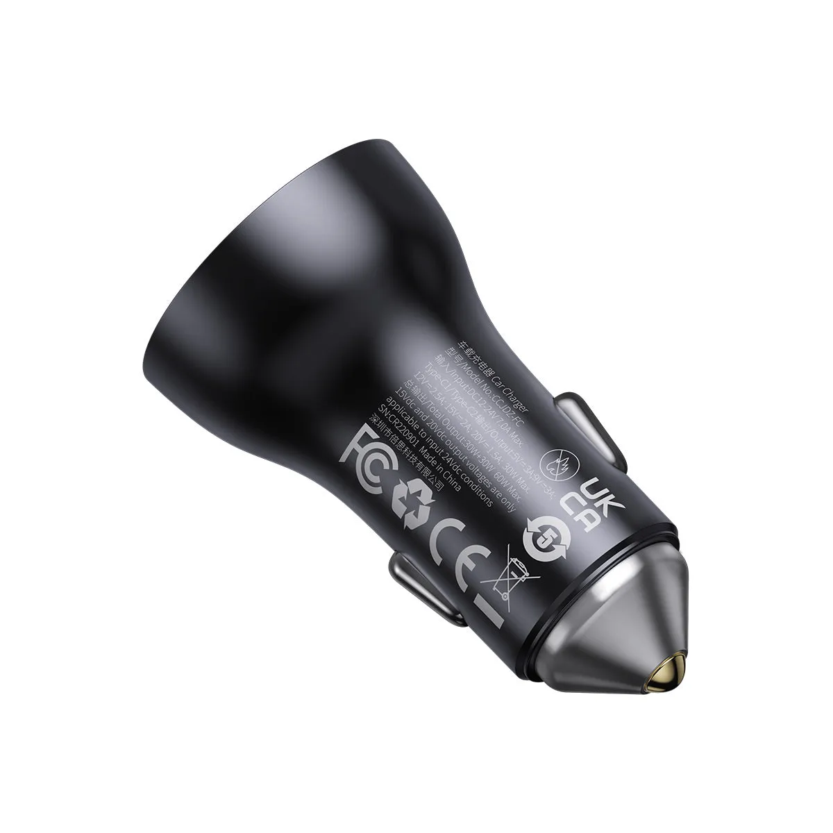 Baseus Chargeur Voiture Double USB-C 60W LED PD