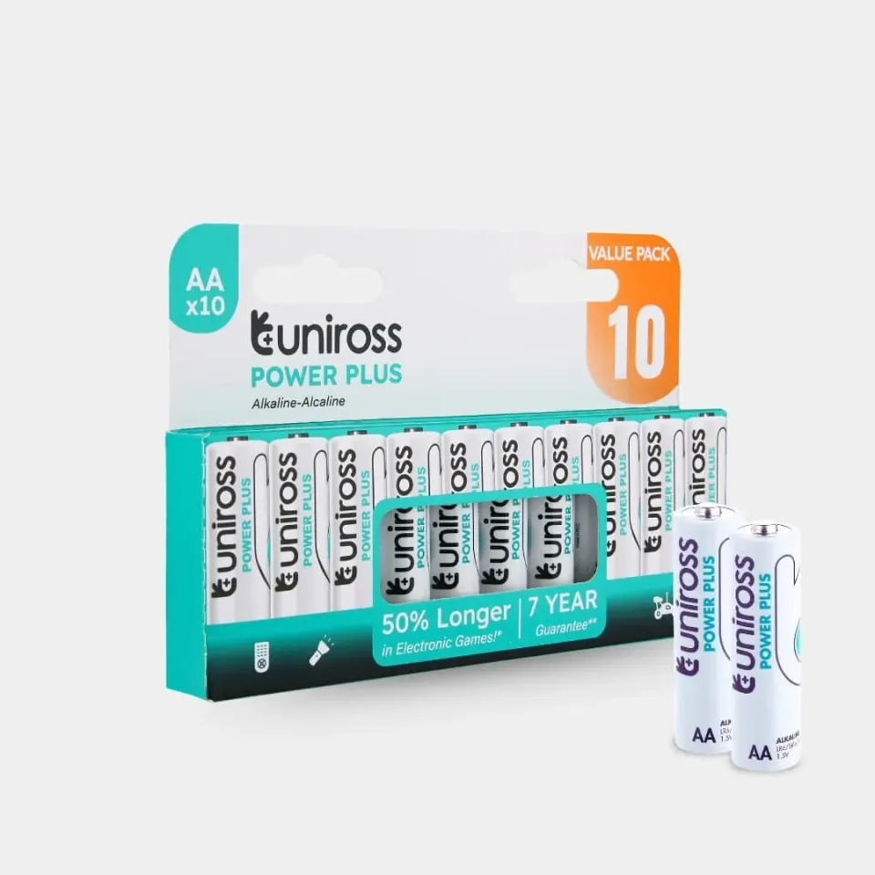 Uniross Power Plus LR6 pile AA alcaline pack 10 stock
