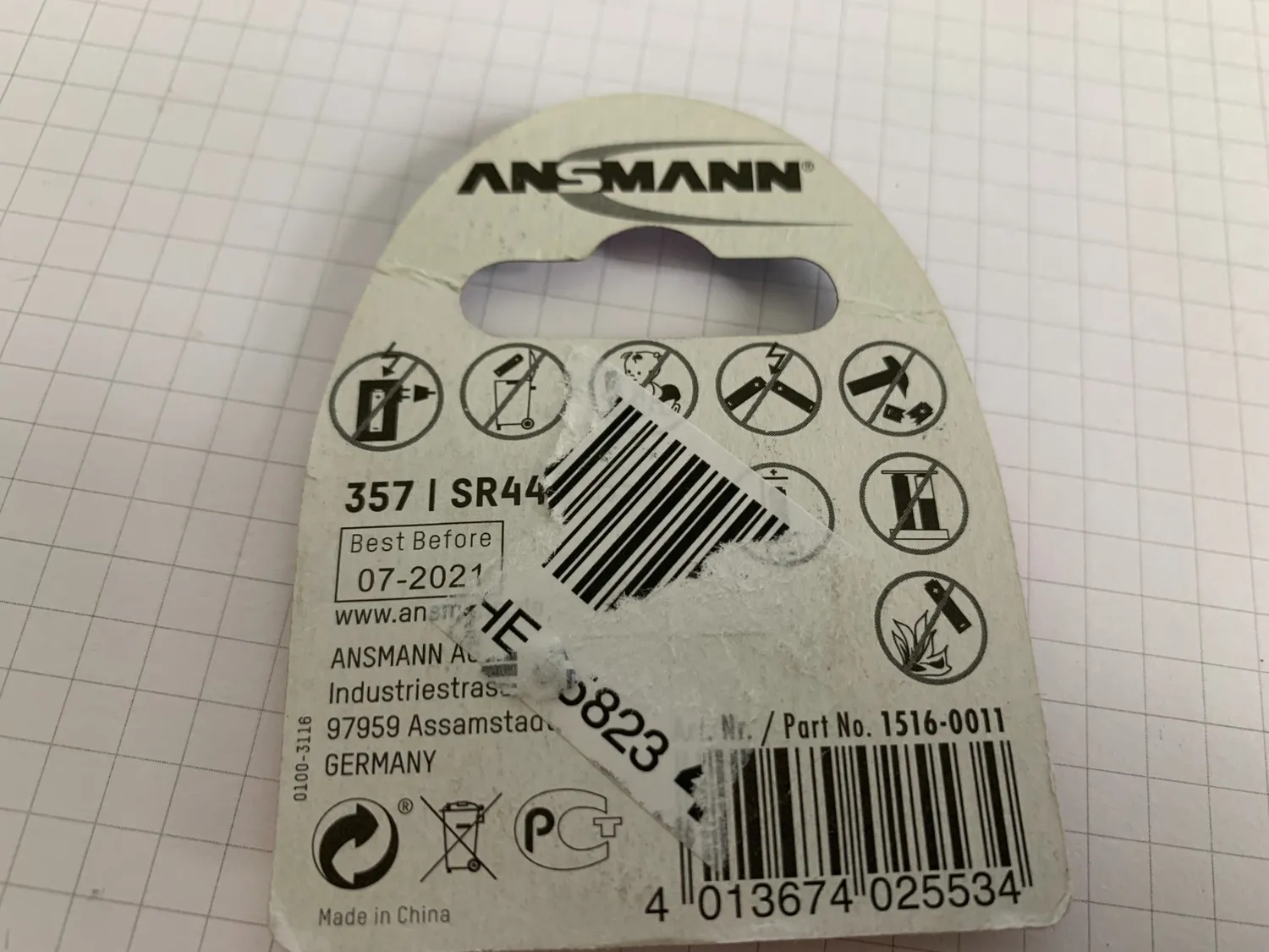 ANSMANN SR44 pile bouton 1 pièce 1,55 V oxyde d’argent
