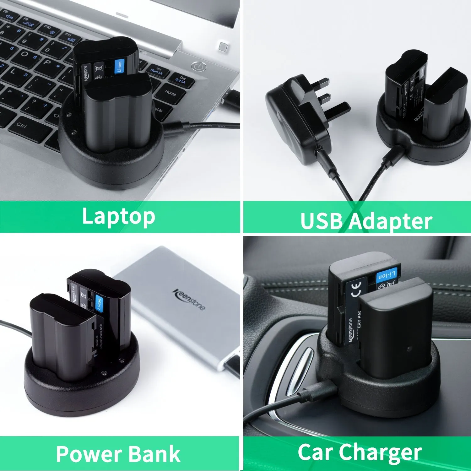 Keenstone EN-EL15A batterie appareil photo 1900 mAh avec chargeur USB double
