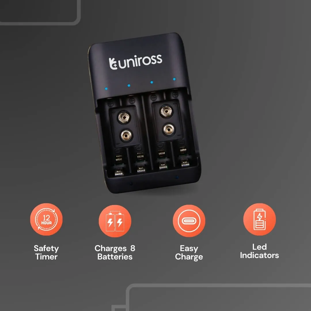 Uniross Compact chargeur piles AA AAA et 9 V