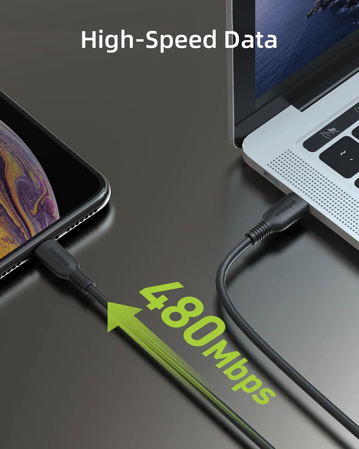 Innostyle Jazzy câble Lightning USB-C 1,2 m noir Kevlar