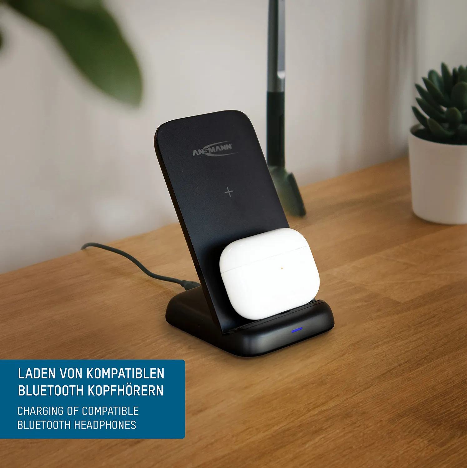 ANSMANN Chargeur Qi 15 W vertical sans fil