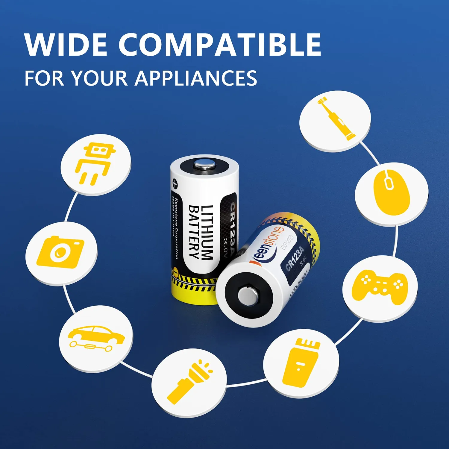 Keenstone CR123A piles lithium 3 V 24 pièces 1600 mAh