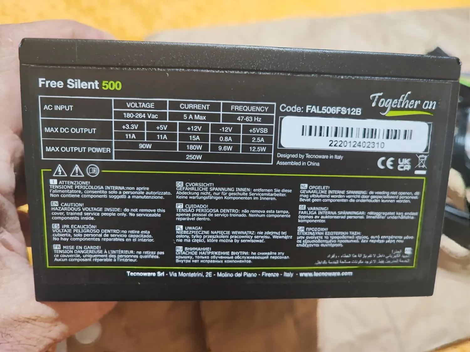 Tecnoware Free Silent 500 alimentation PC ATX 500 W PCI-E