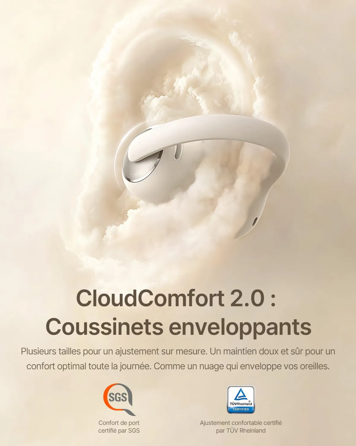 Baseus MC2 Écouteurs Clip-on Bluetooth Blanc 55H IP67