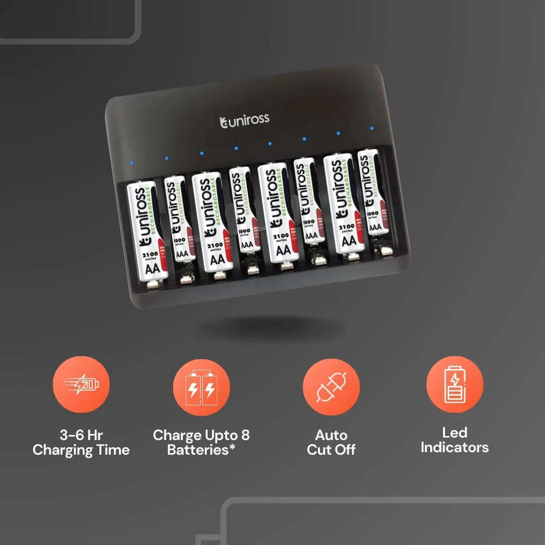 Uniross 8 Bay chargeur 8 baies piles AA AAA simultané