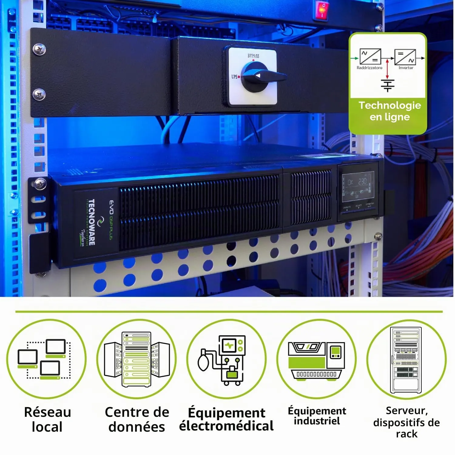 Tecnoware EVO DSP PLUS 1200 onduleur 1200 VA rack/tour en ligne