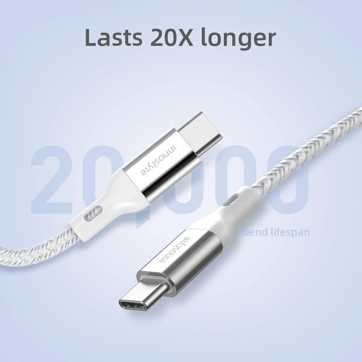 Innostyle PowerFlex câble USB-C 60 W 2 m argent renforcé Kevlar