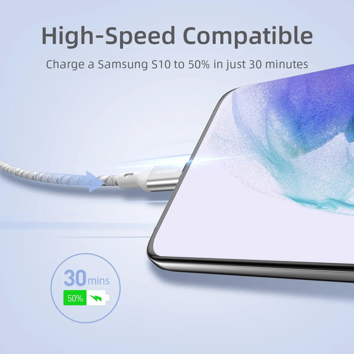 Innostyle PowerFlex câble USB-C 60 W 2 m argent renforcé Kevlar