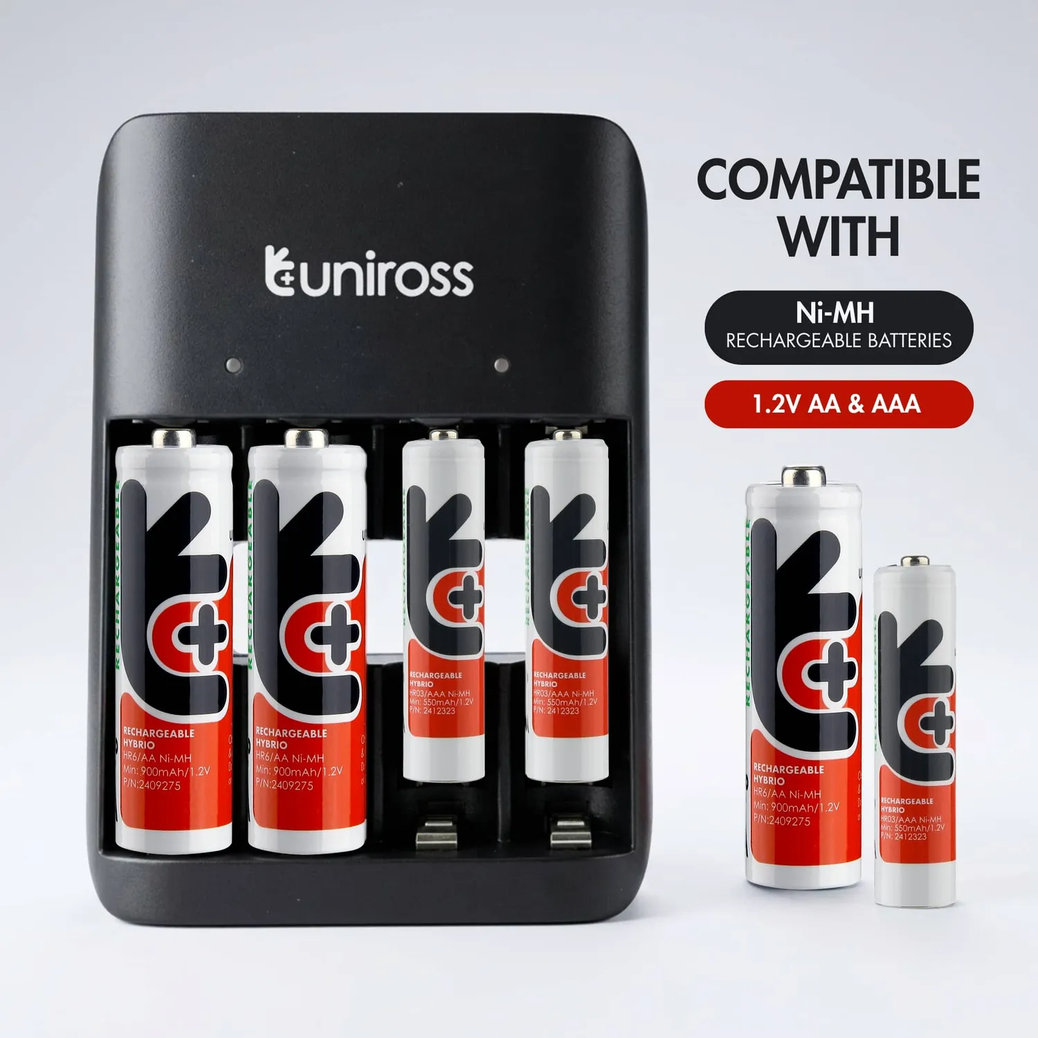 Uniross Value chargeur piles AA AAA + 4 piles USB-C