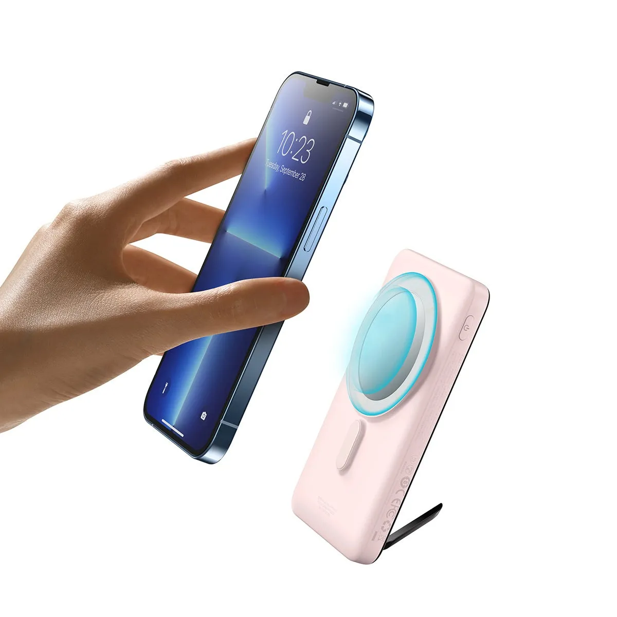 Baseus batterie externe magnétique pliable 10 000 mAh 20 W rose